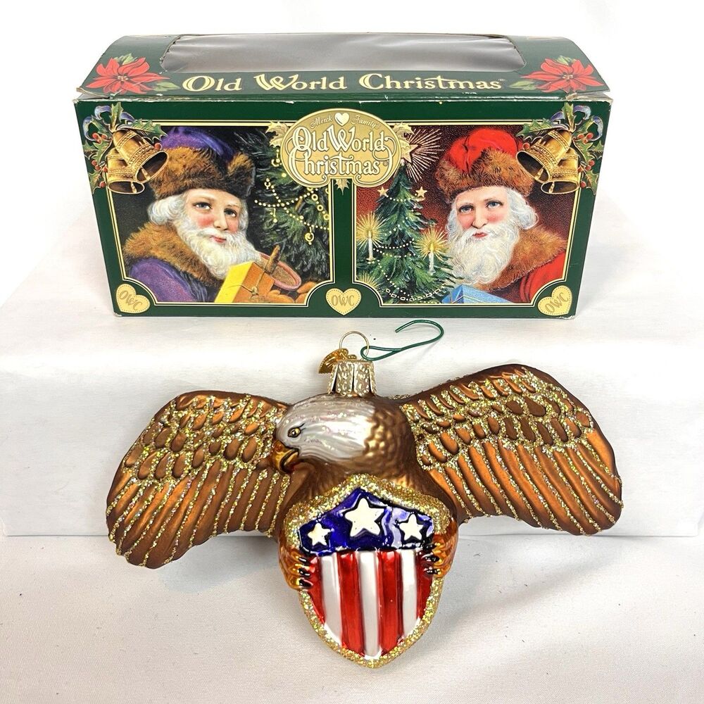 Old World Christmas Patriotic Eagle Glass Ornament Americana Vintage Decor